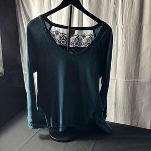 Chic Teal Long Sleeve Women's Top